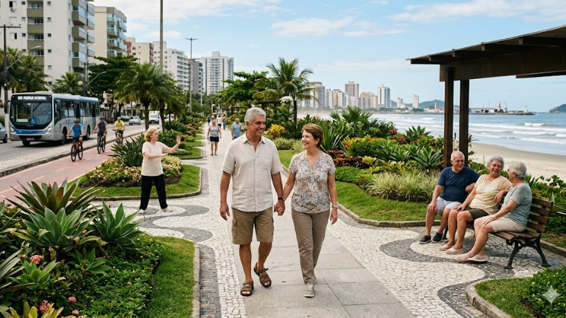 Santos se destaca como melhor cidade para viver após os 60 anos e redefine qualidade de vida no Brasil